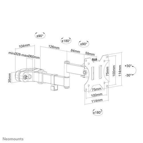 Neomounts FL40-450BL11 TV-paalsteun 17-32" - diam. 28-60 mm - full motion