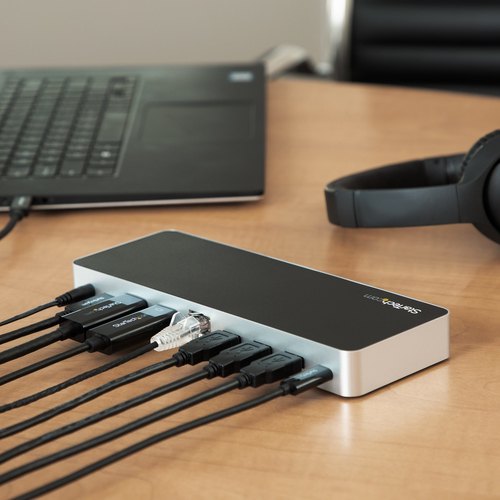 StarTech.com Dual-Monitor USB-C docking station, 60W Power Delivery voor Windows Laptops, USB Type-C naar HDMI / DVI Dock, USB 3.1 Gen 1 Type C Dock met Lader, 5x USB, Thunderbolt 3 Compatibel