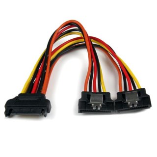 StarTech.com 15 cm vastklikkende SATA voeding-Y-splitterkabeladapter M/F