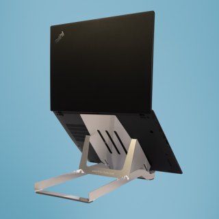 R-Go Tools Laptophouder R-Go Riser Basic, inklapbare en verstelbare laptopverhoger, aluminium, zilver