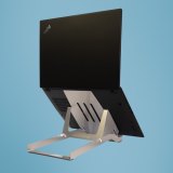 R-Go Tools Laptophouder R-Go Riser Basic, inklapbare en verstelbare laptopverhoger, aluminium, zilver