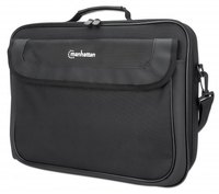 Manhattan Cambridge laptoptas 15,6", laptoptas met volledige opening, zwart, LAGE KOSTEN, accessoirevak + achtervak, afneembare schouderriem, clamshell, 3 jaar garantie