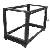 StarTech.com 4-Post 12U Mobiel Open Frame Server Rack, 19" Patchkast met Wielen en 4 Stijlen, Open Serverkast met Verstelbare Diepte voor Computer / AV / Netwerk Apparatuur - Wielen, Stelvoeten of Vloermontage