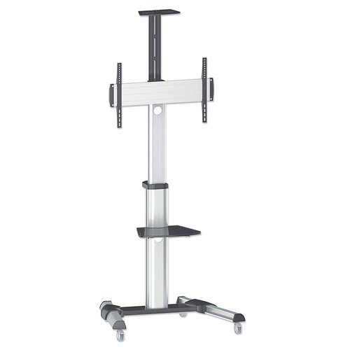 Manhattan Trolley voor TV’s en monitoren, voor schermen 37"–65", VESA-compatibiliteit: van 200x200 tot 600x400 mm (controleer de afmetingen van de vier montagegaten aan de achterzijde), max 50 kg, zilver, LFD, beugel, levenslange garantie