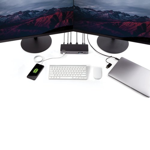 StarTech.com Universele Laptop Docking Station, Hybrid USB-C & USB-A Dock, Dual 4K DP & HDMI, 60W PD, Mac / Windows / Chrome OS, 4x USB 5Gbps Hub, GbE