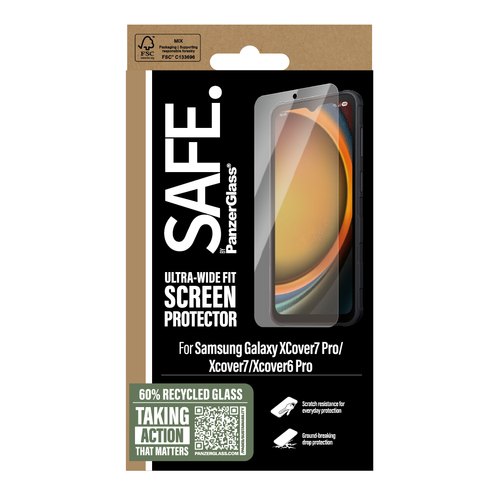 PanzerGlass SAFE. by ® Screen Protector Samsung Galaxy Xcover7 Pro | Xcover7 | Xcover6 Pro | Ultra-Wide Fit Doorzichtige schermbeschermer 1 stuk(s)