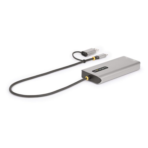 StarTech.com USB-C Multiport Adapter met Ingebouwde USB-C naar USB-A Dongle, Dual HDMI (4K30Hz/1080p60Hz), 3x USB-A 5Gbps, Mini Travel Dock, Laptop Docking Station, 40cm Kabel