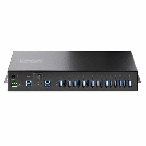 StarTech.com 16-Port Industriële USB Hub met Power Adapter, 5Gbps, Metalen Behuizing, Monteerbaar, ESD Bescherming, Terminal Block Voeding, USB Charging, Dual-Host Switch