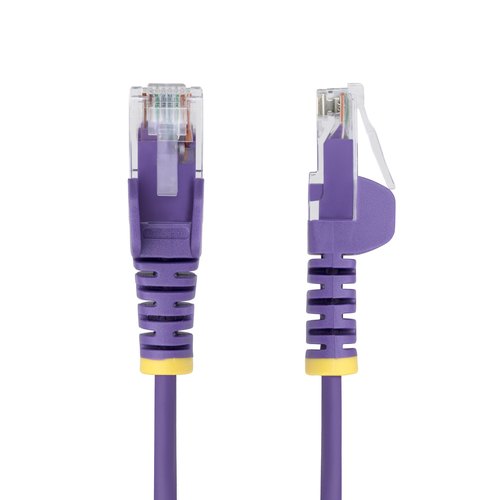 StarTech.com 1,5m Dunne CAT6 Ethernet Kabel, Paars, Snagless, 100W PoE, UTP, LSZH, 28AWG Pure Koperdraad, Slim RJ45 Netwerk Patchkabel met Trekontlasting, Fluke Getest