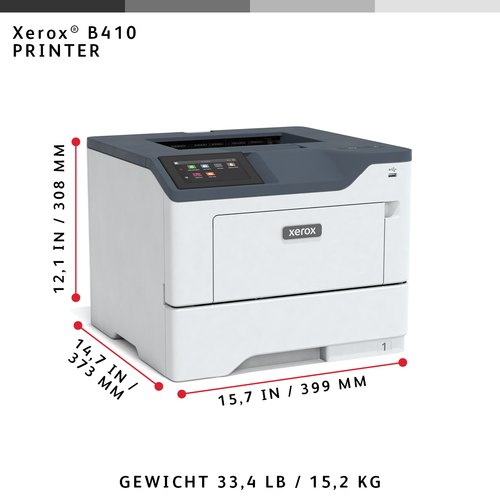 Xerox B410 A4 47 ppm draadloze dubbelzijdige printer PS3 PCL5e/6 2 laden totaal 650 vel