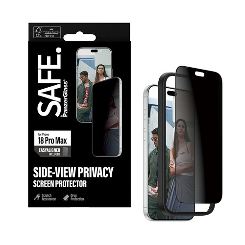PanzerGlass SAFE. by ® Privacy Screen Protector iPhone 18 Pro Max | Ultra-Wide Fit m. EasyAligner Doorzichtige schermbeschermer 1 stuk(s)