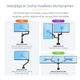 StarTech.com Dubbele Monitor Arm voor Bureaumontage, Full Motion Monitorbeugel voor 2x VESA-displays tot 32" (8kg), Verticale Stapelbare Armen, Hoogte verstelbaar/Articulerend - Bureauklem/Doorvoertule