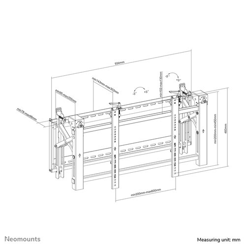 Neomounts LED-VW2000BLACK Videowall muurbeugel 32-75" - pop-out - max 70 kg