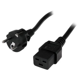StarTech.com 2m Computer Stroomkabel, 16AWG, EU Schuko naar C19, 16A 250V, Zwart, AC Vervangkabel, Printer Voedingskabel, PC Power Supply Kabel, TV/Monitor Electriciteitssnoer, UL-Listed