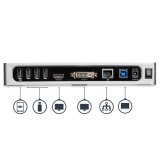 StarTech.com USB 3.0 Docking Station - Dual Monitor Laptop Docking Station met HDMI & DVI/VGA Video - 6-port USB 3.1 Gen 1 5Gbps Hub, GbE, Audio - Universeel USB Type-A Dock - Windows & Mac