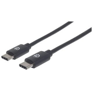 Manhattan USB-C naar USB-C kabel, 3 m, mannelijk naar mannelijk, 480 Mbps (USB 2.0), zwart, levenslange garantie, equivalent aan USB2CC3M