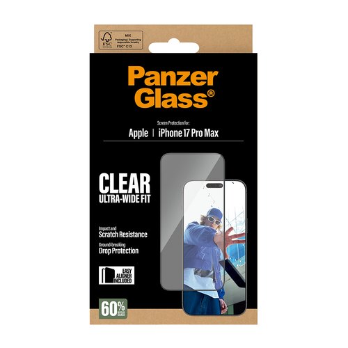 PanzerGlass ® Screen Protector iPhone 18 Pro Max | 17 Pro Max | Ultra-Wide Fit w. EasyAligner Doorzichtige schermbeschermer Apple 1 stuk(s)