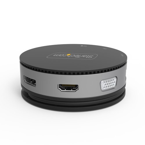 StarTech.com USB-C Multiport Adapter - USB 3.1 Gen 2 10Gbps Type-C Mini Dock met 4K 60Hz HDMI/DisplayPort of 1080p VGA - 75W PD Passthrough, 3-Port USB Hub, GbE - Travel Dock