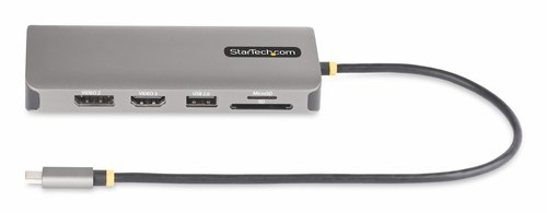 StarTech.com USB-C Triple Monitor Multiport Adapter, 5Gbps, Dual 4K 60Hz + 4K 30Hz HDMI & DisplayPort, 4-Port USB Hub, 100W PD Pass-Through, GbE, SD/MicroSD Kaartlezers