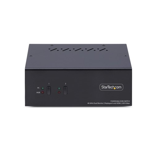 StarTech.com 2-Port Dual-Monitor DisplayPort en HDMI KVM Switch, 4K 60Hz, 1x HDMI & 1x DP Monitor, 2-Port USB Hub, 5Gbps, 2x USB HID Ports, TAA Compliant