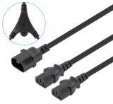Manhattan Y-splittervoedingskabel C14 male naar 2x C13-connector, monitor naar pc, 1,8 m, 10 A, zwart, voedt twee apparaten via één PDU, netkabel, levenslange garantie
