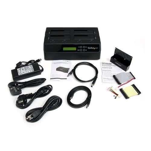 StarTech.com 4-Bay Hard Drive Cloner en Wisser, Standalone 1:3 HDD/SSD Kloner/Copier/Earser, USB 3.0/eSATA naar SATA Docking Station, Hard Disk Duplicator en Secure Erase Dock, Toolless/Top-Loading Ontwerp