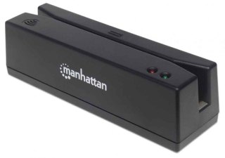 Manhattan USB-A magneetstripkaartlezer, triple-track lezer, keyboard wedge (toetsenbordemulatie), kabel van 1,5 m, zwart, 3 jaar garantie