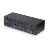 StarTech.com 4-Port Dual-Monitor DisplayPort KVM Switch, 4K 60Hz, 2x USB 5Gbps Hub Ports, 2x USB 2.0 HID Ports, Hotkey/Drukknop Schakeling, TAA Compliant, 3.5mm Audio, HDCP