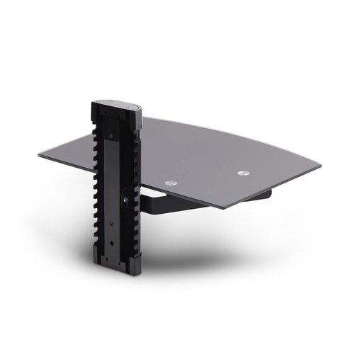 StarTech.com Hangende Wandplank voor Audio/Video Apparatuur, In Hoogte Verstelbaar Schap voor Onder TV, Hangend Wandmeubel, Organiseer uw A/V apparatuur op dit zwart gehard glazen schap