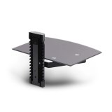 StarTech.com Hangende Wandplank voor Audio/Video Apparatuur, In Hoogte Verstelbaar Schap voor Onder TV, Hangend Wandmeubel, Organiseer uw A/V apparatuur op dit zwart gehard glazen schap