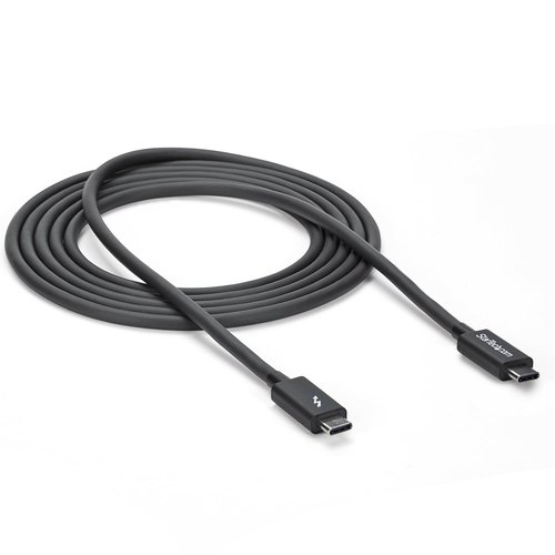 StarTech.com 2m Thunderbolt 3 Kabel, 20Gbps, 100W PD, 4K, Thunderbolt Gecertificeerd, Thunderbolt 4/USB 3.2/DisplayPort Compatibel, Zwart