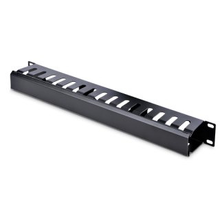 StarTech.com 1U Horizontale Kabelgoot met Deksel voor 19" Server Rack - Vingergoot Kabelmanagement Paneel met Open Sleuven - Raceway Panel