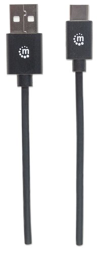 Manhattan USB-C naar USB-A kabel, 3 m, USB 2.0, 480 Mbps, Hi-Speed USB, zwart, levenslange garantie