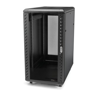 StarTech.com 4 Post 18U Netwerkkast, Vergrendelbare 19" Patchkast voor Computer / AV / IT / Data Apparatuur, Server Rack voor Bureau/Thuis met Wielen & Verstelbare Montagerails