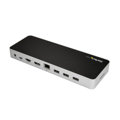 StarTech.com USB C Dock, Dual Monitor HDMI & DisplayPort 4K 30Hz, USB Type-C Laptop Docking Station, 60W Power Delivery, SD, 4 ports USB-A 3.0 Hub, GbE, Audio, Thunderbolt 3 Compatibel