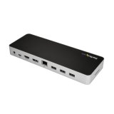 StarTech.com USB C Dock, Dual Monitor HDMI & DisplayPort 4K 30Hz, USB Type-C Laptop Docking Station, 60W Power Delivery, SD, 4 ports USB-A 3.0 Hub, GbE, Audio, Thunderbolt 3 Compatibel