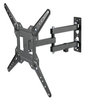 Manhattan Wandbeugel voor TV’s en monitoren (Volledig Verstelbaar), voor schermen 32–55", VESA-compatibiliteit: van 100x100 tot 400x400 mm (controleer de afmetingen van de vier montagegaten aan de achterzijde), max 30 kg, zwart