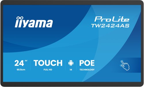 iiyama TW2424AS-B3P beeldkrant Interactief flatscreen 60,5 cm (23.8") Wifi 450 cd/m² Full HD Zwart Touchscreen Type processor Android 24/7