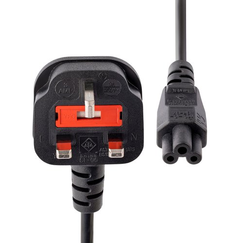 StarTech.com 1m UK Laptop Stroomkabel, BS 1363 to C5 (Clover Leaf), 2.5A 250V, 18AWG, UK Laptop Vervangkabel, Printer Voedingskabel, Laptop Lader Kabel / Laadkabel
