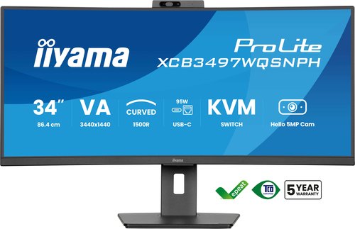 iiyama ProLite XCB3497WQSNPH-B1 computer monitor 86,4 cm (34") 3440 x 1440 Pixels UltraWide Quad HD LED Zwart