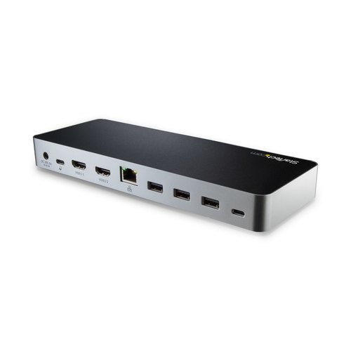 StarTech.com Dual-Monitor USB-C docking station, 60W Power Delivery voor Windows Laptops, USB Type-C naar HDMI / DVI Dock, USB 3.1 Gen 1 Type C Dock met Lader, 5x USB, Thunderbolt 3 Compatibel