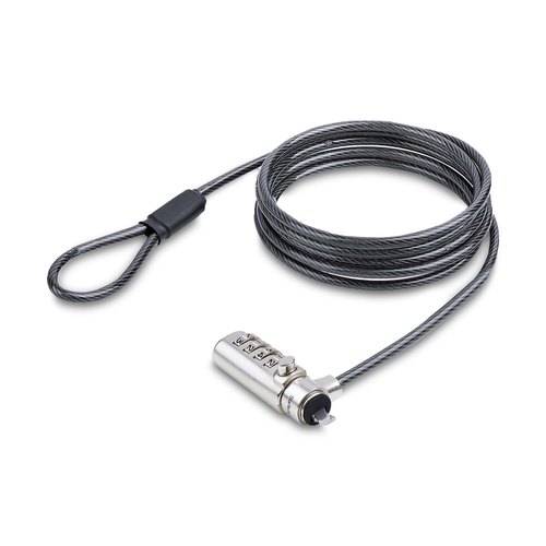 StarTech.com Dun Noble Wedge® Compatibel Laptop Kabelslot, 1,5m Laptop Beveiligingskabel, Anti-Diefstal Slot voor Laptop/Notebook, Snijbestendige Kabel, 4-Cijferslot