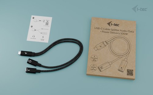i-tec USB-C Cable Splitter Audio/Data + Power Delivery 100W