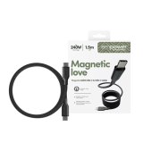 PanzerGlass empower™ by ® Magnetic 240W USB-C to USB-C Cable | USB 2.0 | 1.5M | Space Black USB-kabel 1,5 m Transparant