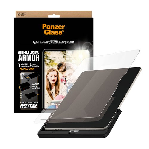PanzerGlass ® Anti-Reflective Armor Screen Protector iPad Air 13" (2024-2026) | Pro 13" (2024-2025) | Ultra-Wide Fit w. FASTFIT TOOL Doorzichtige schermbeschermer Apple 1 stuk(s)