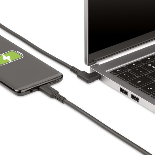 StarTech.com 1m Haakse USB-C Kabel, Rugged, USB 3.2 Gen 2 (10 Gbps), USB C naar C Data transfer Kabel met Rechte Hoek, 4K 60Hz DP Alt Mode, 100W Power Delivery, USB Type-C Kabel