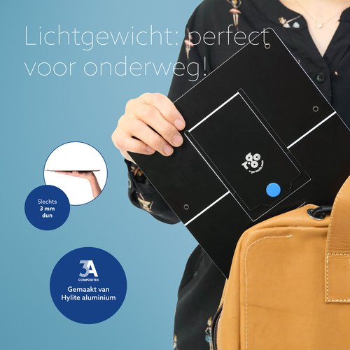 R-Go Tools Laptopstandaard R-Go Riser Flexible, ergonomisch, verstelbare inklapbare laptopverhoger, Hylite aluminium, zwart