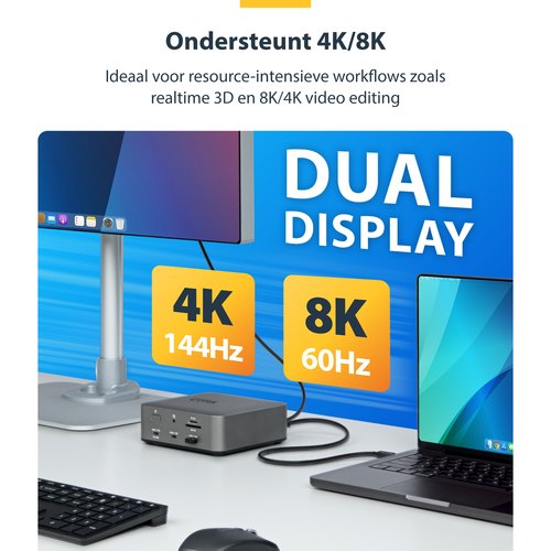 StarTech.com 50cm Thunderbolt 5 Kabel, 80Gbps/Tot 120Gbps, 240W PD EPR, 8K 60Hz, Thunderbolt-Gecertificeerde Kabel, Compatibel met Thunderbolt 4/USB4/USB-C
