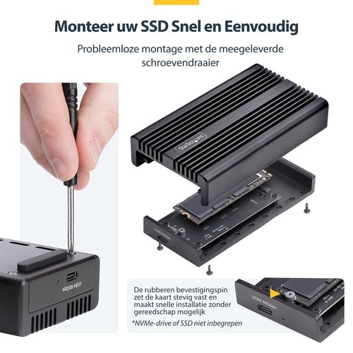 StarTech.com USB4 M.2 NVMe SSD Behuizing, 40Gbps, Externe USB-C / Thunderbolt NVMe SSD Enclosure, Aluminium Heatsink, B+M/M-Key