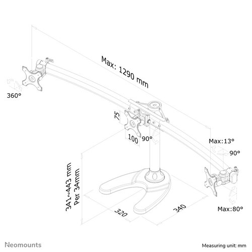 Neomounts FPMA-D700DD3 Monitorstandaard 10-27"